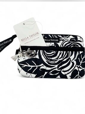 Black & White Bella Taylor Floral Wristlet